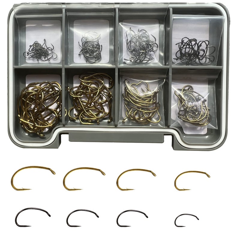 Eupheng Prime Assortment Barbless Fly Fishing Hooks Dry Wet Nymph Streamer Caddis Shrimp Pupea Jig Collection High Carbon Competition - Image 1